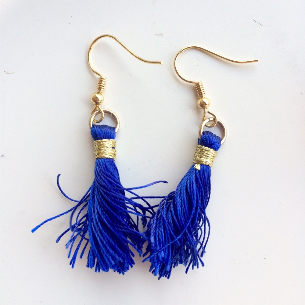 🆕 Handmade Blue Tassel Earrings